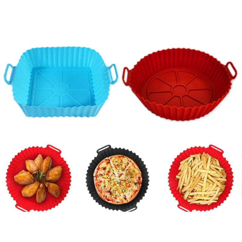 Air Fryer Silicone Pot Liner - Silikon-Fritteusenform, Luftfritteusen-Silikon-Einlagen, wiederverwendbare Backform, antihaftbeschichtete Pizzapfanne,