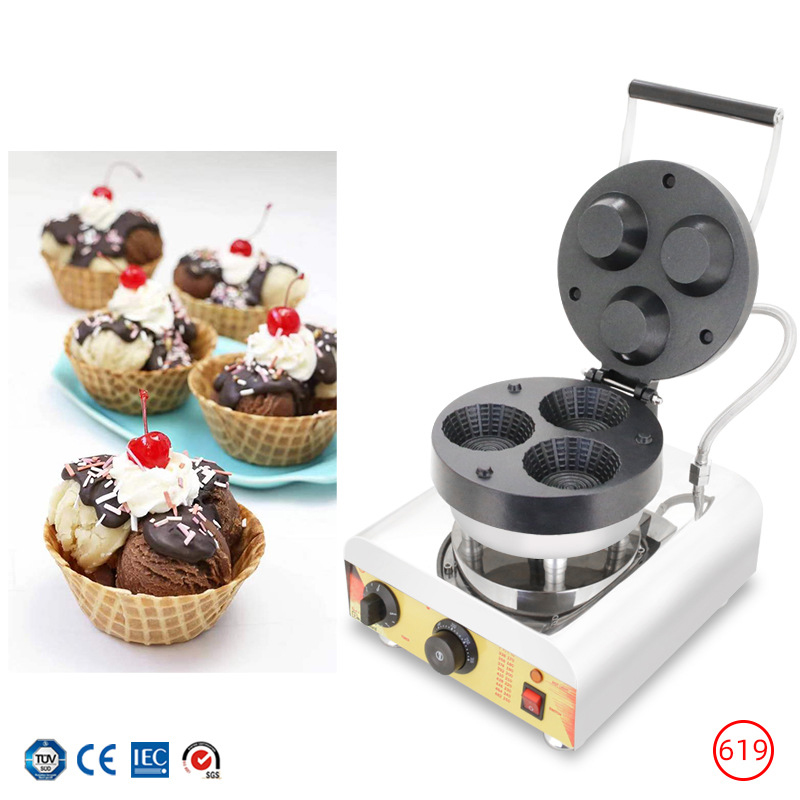 Kommerzielle Dreifach-Eiswaffe – Mini Waffle Maker Machine Bewertung und Preis