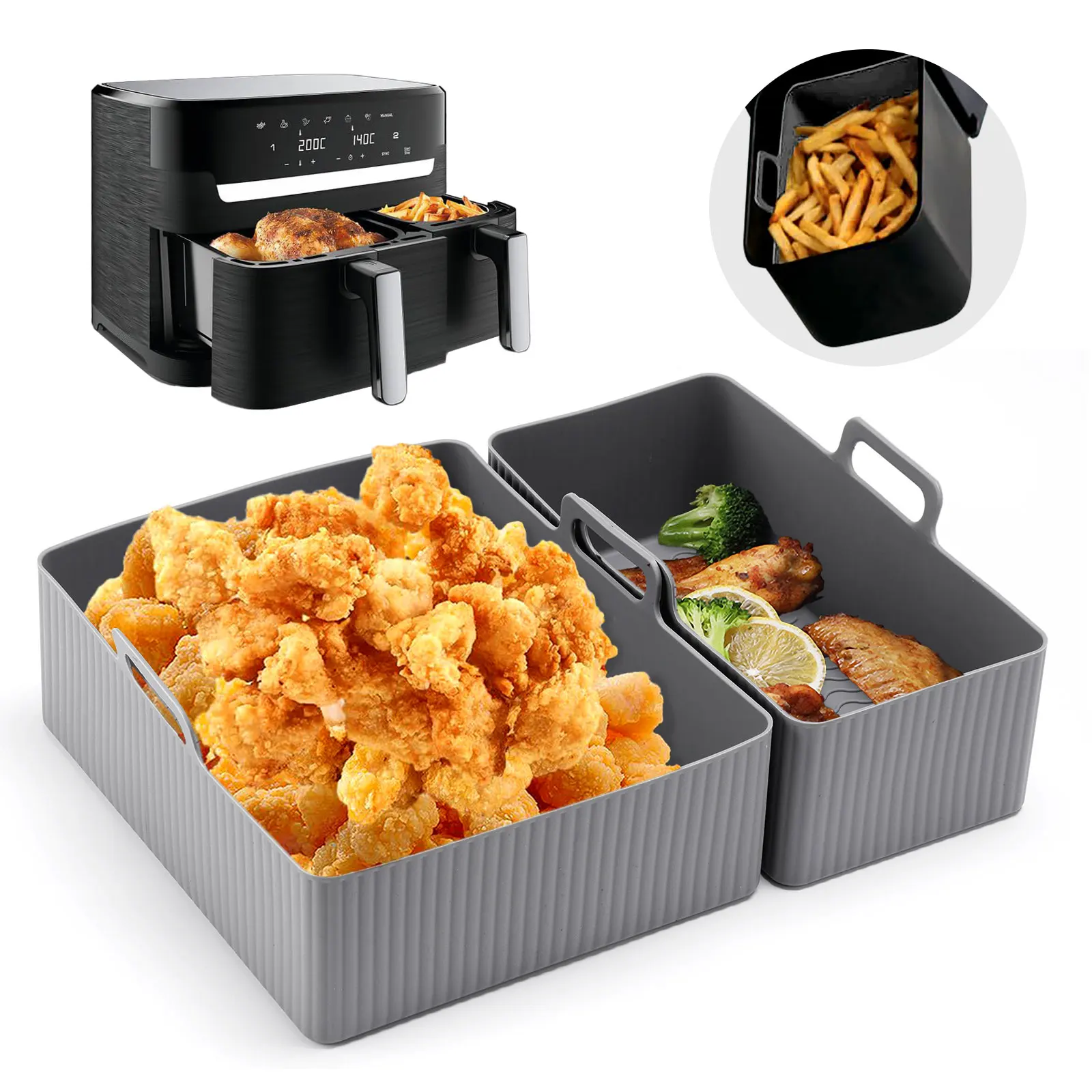 2-teiliges Set Silikon-Heißluf – Air Fryer Silicone Pot Liner Bewertung und Preis